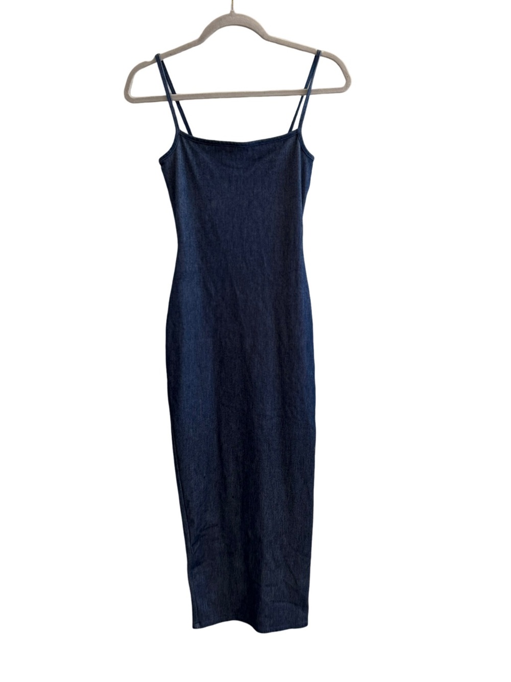 Naked Wardrobe Stretch Cotton Body-Con Maxi Dress in Denim Size small - Picture 3 of 6